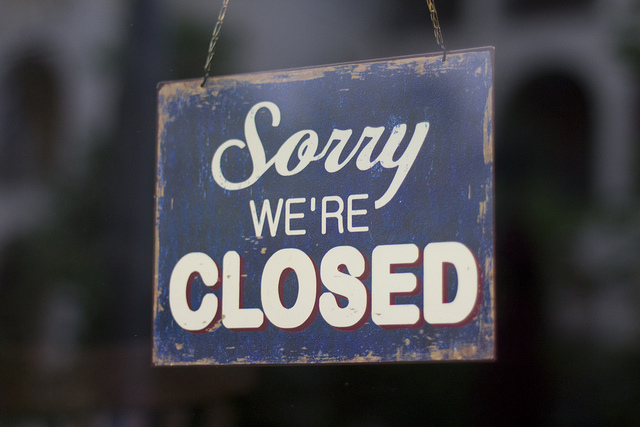 Nick Papakyrlazls' Restaurant's "Sorry we're Closed" sign